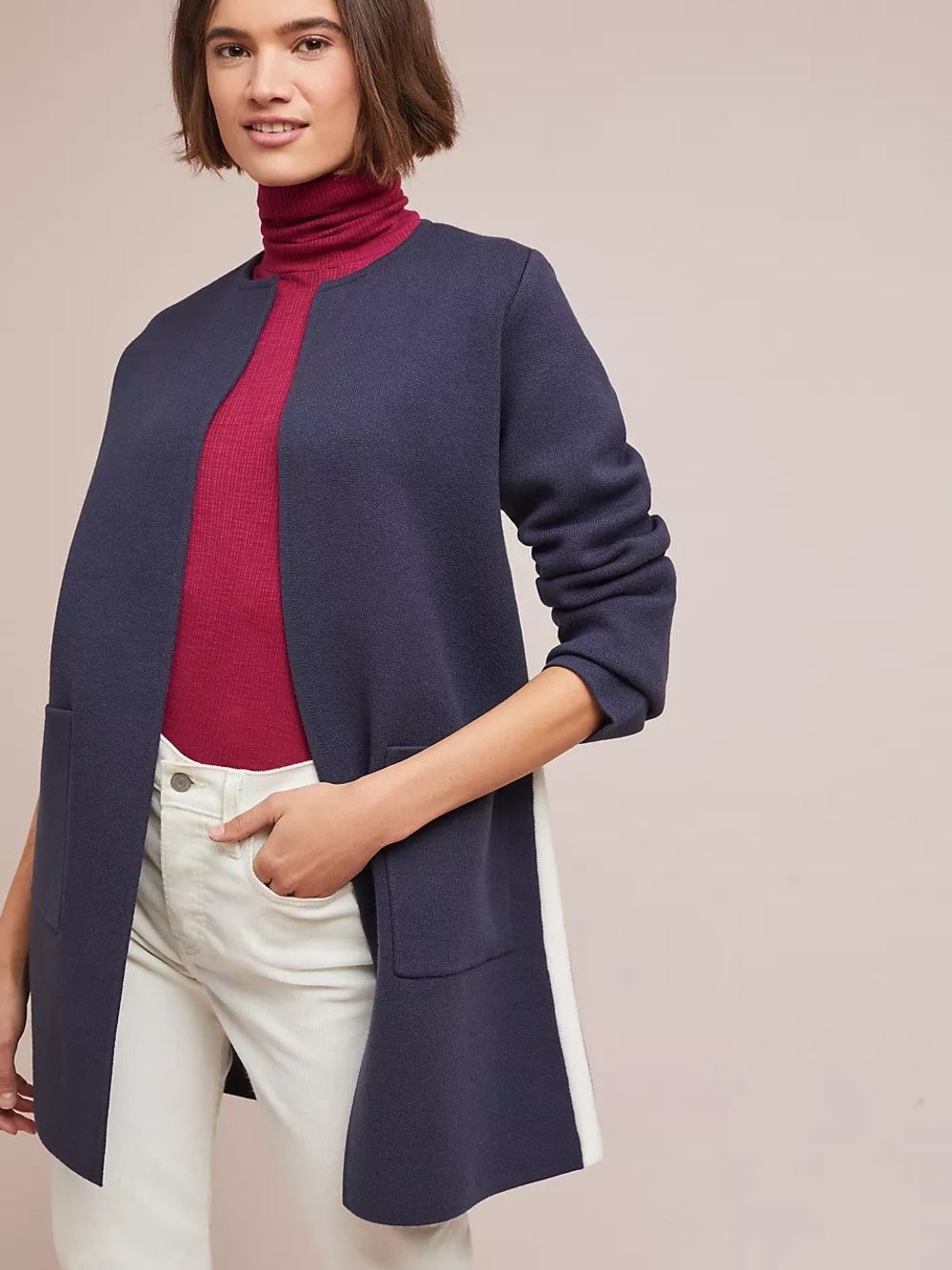 Anthropologie Women's Green Open-Front Coatigan